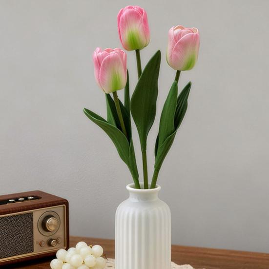 Artificial Tulip Flower Realistic Tulip Bouquet Faux Silk Flower Arrangement for Home Office Wedding Party Mother's Day