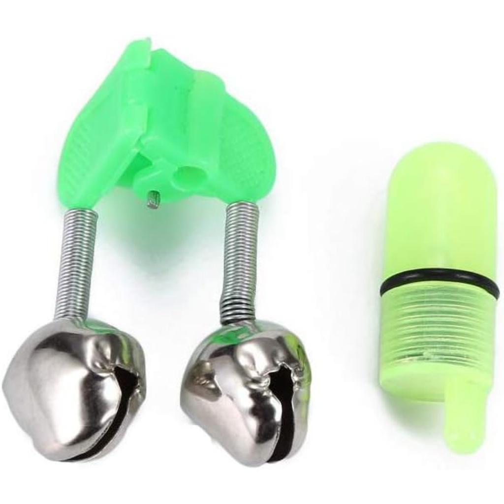Fishing Bell and Night Light Kit, 20 Pcs Fish Bite Bait Alarm Bell with LED Light for Night Fishing