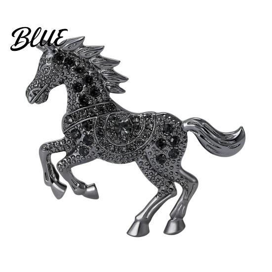 Retro Horse Brooch Vintage Rhinestone Alloy Running Lapel Pin Sweater