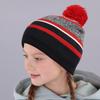 Children's Autumn and Winter Wool Hats Boys and Girls Striped Wool Balls Warm Knitted Hats European and American Christmas Gifts