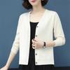 Female spring Short Knitted Jacket Loose V-Tie Buckle Cardigan Sweater