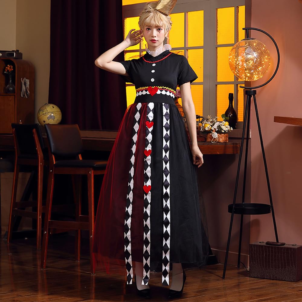 Shangki Alice Costume, Queen of Hearts Cosplay, Halloween, Roman Costume, Women's, Red, Adult, Sexy Costume, Stage Costume, Party Wear (S/M)