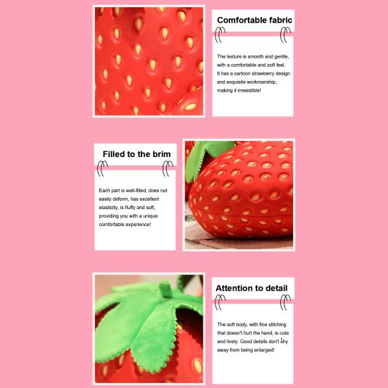 Strawberry Plush Toy Eco-friendly No Odor Easy To Clean Cute Cartoon Fruit Soft Stuffed Doll Pillow Cushion