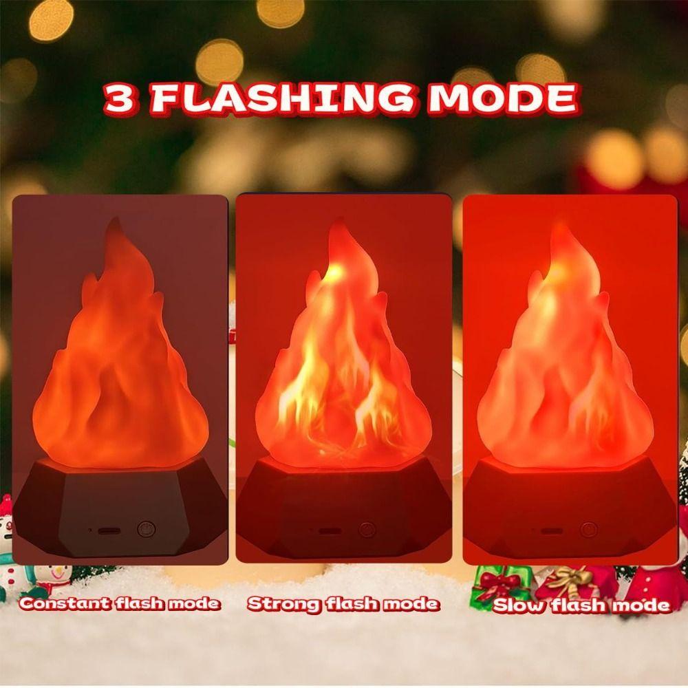 USB Oppladbar 3D Falsk Ild Nattlys 3 Moduser IP44 Vanntett Lys Innendørs Dekor