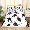 Ice Hockey Duvet Cover Set Twin Hockey Sport Player Bedding Set Winter Extreme Sport Game Polyester Comforter Cover Set King