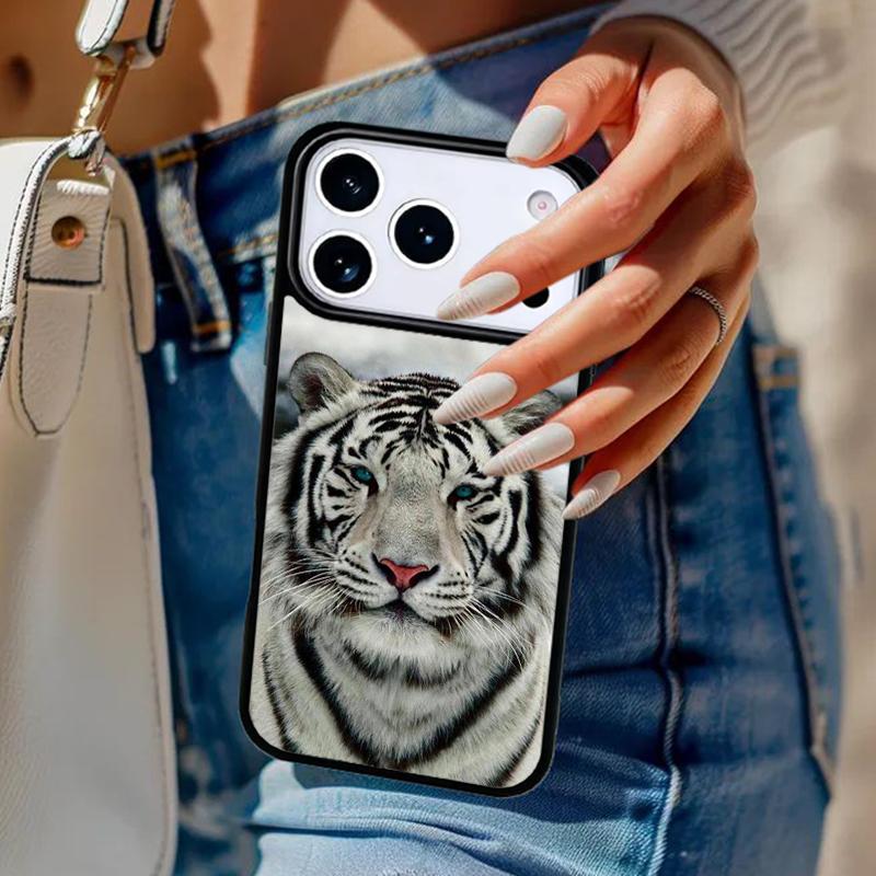 

Animal White Tiger Pattern Phone Case For iPhone 17 Air 14 15 13 12 Max Cover For Apple 14 15 16 16e 11 Pro Max Plus Coque iPhone 14pro max