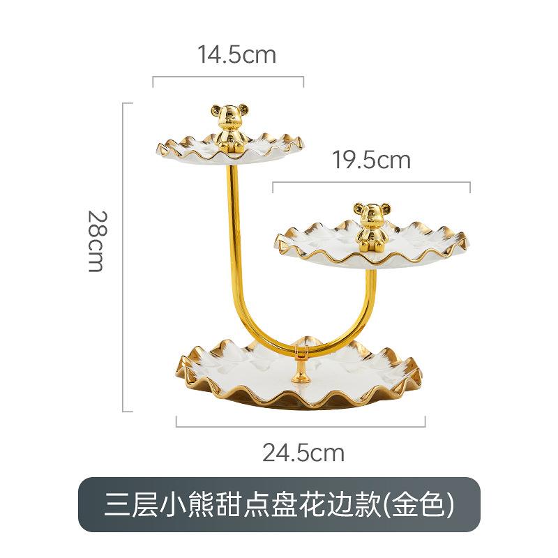 Three Layer Bear Fruit Plate Creative Candy Snack Dessert Plate Wedding Party Cake Display Rack Home Kitchen Ceramic Tableware