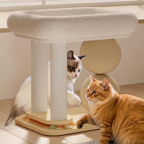 Cat Tree Tower with Plush Cat Bed Sisal Scratching Posts Balls Interactive Ball Track Multi-functional Cat Furniture for Indoor Cats Play And Rest