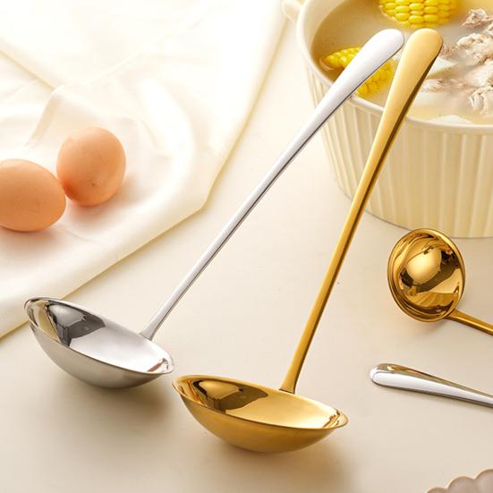 Rustfritt Stål Skje Stor Varmgryte Suppeøse Ramen Nudler Øse Langt Håndtak Spiseskje Kjøkkenredskap