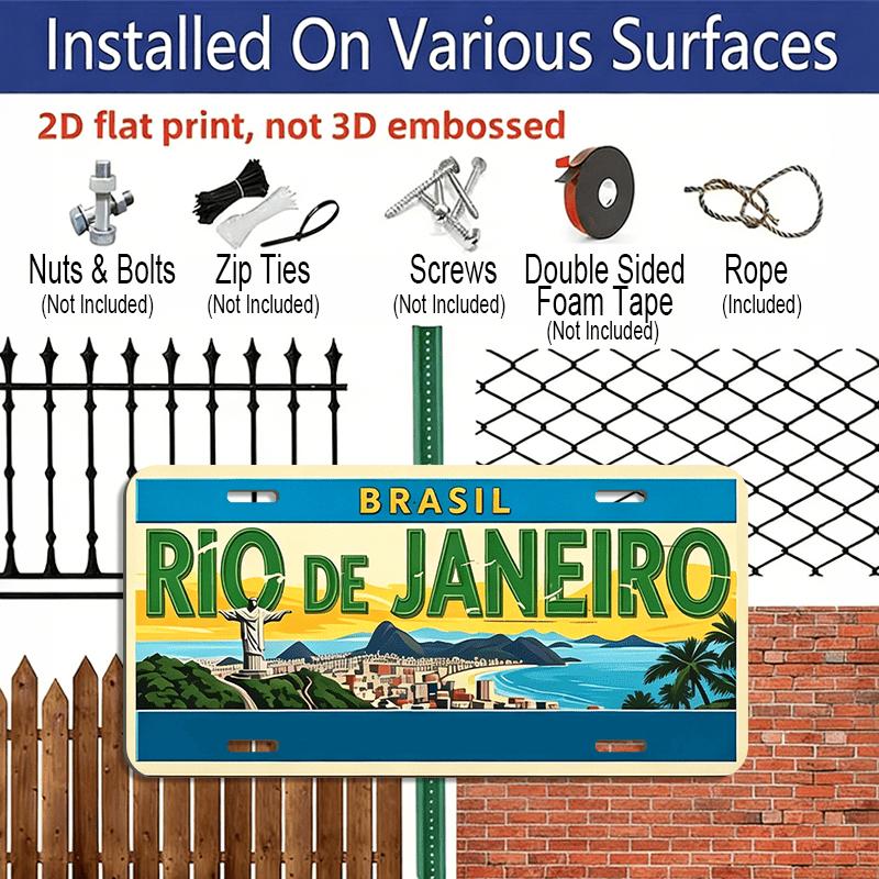 2D Flat - Vintage Rio De Janeiro Cidade Maravilhosa Aluminium Decorative Sign| 2D Flat Print, 11.8×5.9 Inch, Ideal for Wall Decor in Study and
