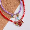 Gold Color Heart Bow Evil Eye Fish Star Pendant Necklace for Women Bohemian Style Colorful Cloth Choker Summer Beach Jewelry