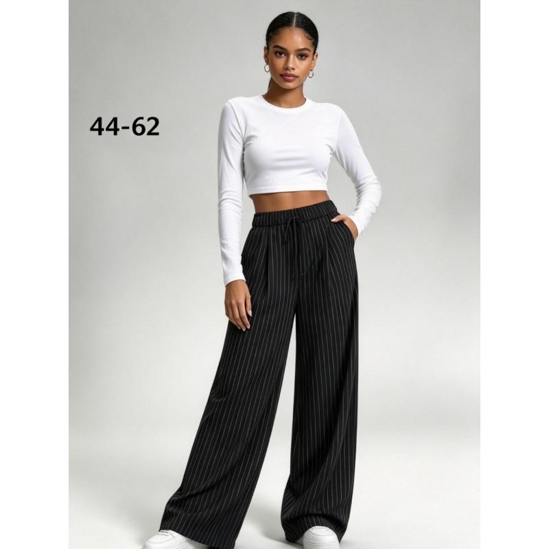 Women Wide Leg Pants Watercolor Big Floral Print Elastic Drawstring Casual Loose Trousers