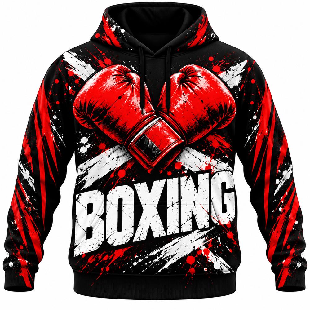 Cool Retro Boxing Hoodie For Men 3D Print Vintage Stripe Drawstring Hooded Coat Autumn Fashion Street Swear Boxing Hoodies New