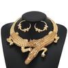 Rhinestone Creative Decoration Crocodile Design Women Necklace And Set Earring