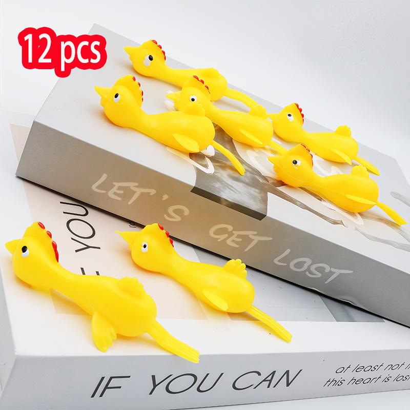 12/24pcs Fun Soft Plastic Finger Catapult Chicken Game Kids Birthday Party Gift School Gift Prize Pack Toys Other