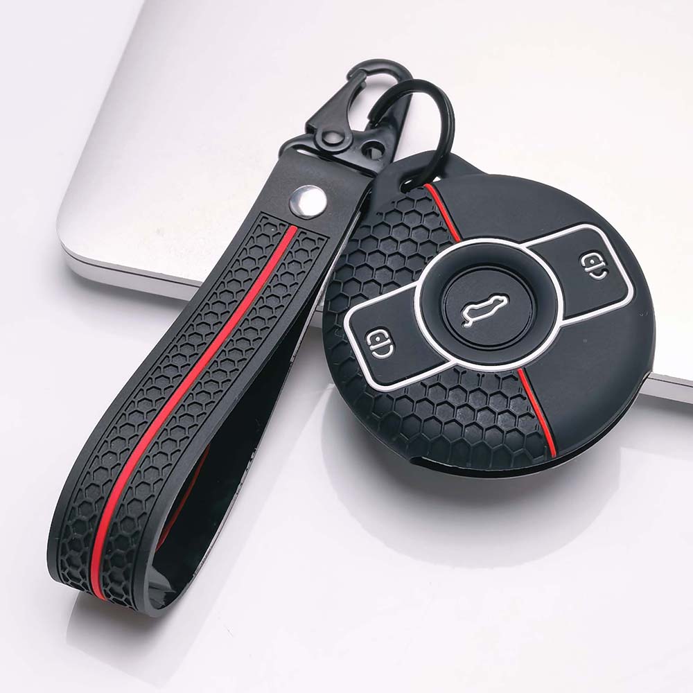 Key Holder Cover for Mercedes with Keychain For Smart 1 Smart 3 Anti-Scratch Anti-Shock Keychain Holder Anti-Scratch Guard Soft Grip Texture
