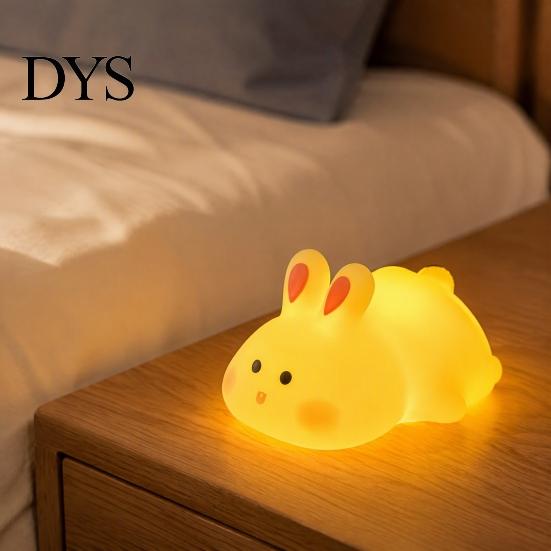 Cute Room Decor Accessories Bunny Night Light, Cartoon Rabbit Nursery Battery Operated Table Lamp, Birthday Gift for Kids Kawaii Animal Lamp with Warm