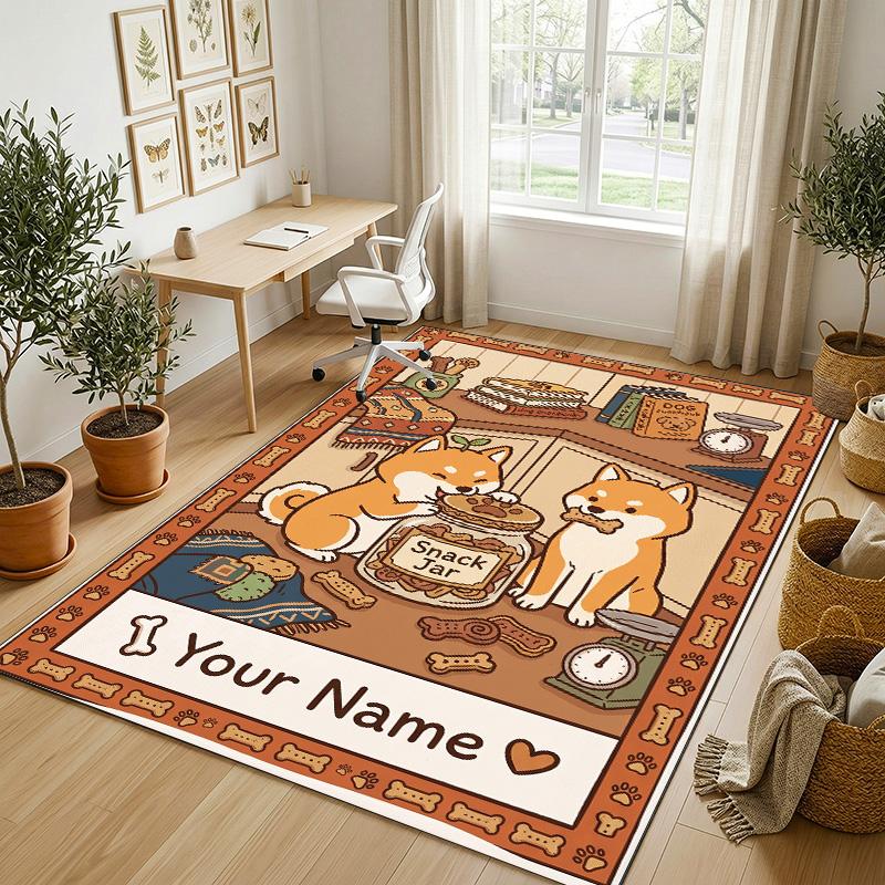 Snack Jar Theme Soft Crystal Velvet Rug Custom Name & Text Print Non Slip Floor Rug for Bedroom Living Room