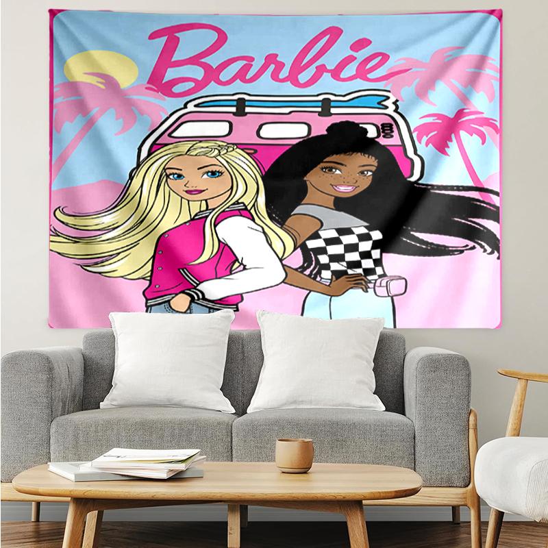 Barbie Print Tapestry, Backdrop, Easy Setup, Ideal for Bedroom, Office & Living Room, with Aesthetic Wall Hanging Decor.