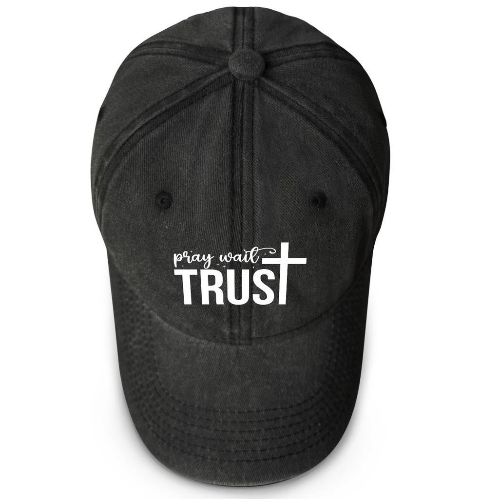 TRUST" Cross Print Snapback Baseball Cap, Sports Hat Simple Casual Solid Color Fit Adjustable Sun Hat