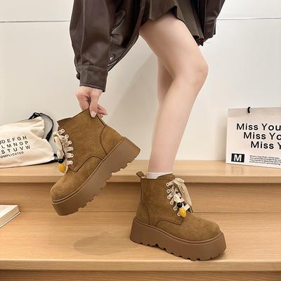 Fashion | WomenAnkle Boots 2025 Winter Warm Fur Chunky Sneakers Lace Up Non-Slip Punk Shoes Breathable  High Platform Motorcycle Boot