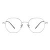 Polygonal Silberne Brille im koreanischen Stil für kurzsichtige Frauen, Ultra-Leichter Rahmen aus reinem Titan, Ideal für runde/eckige Gesichter, Modell 18080.