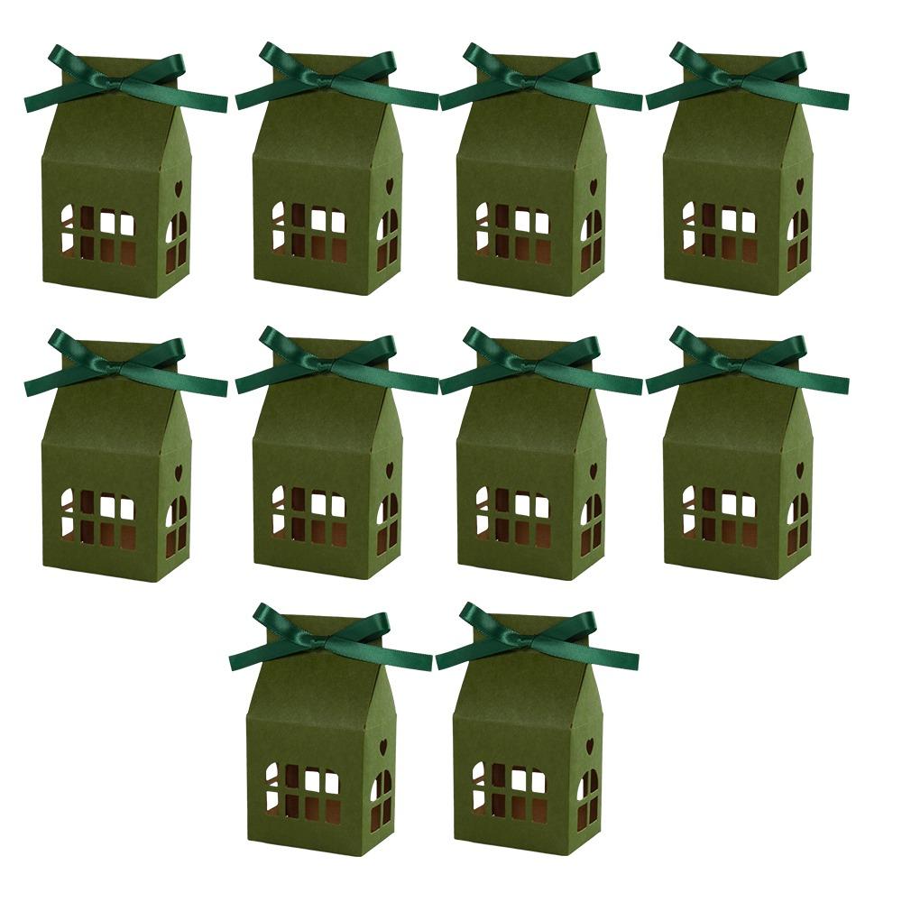 10 Pcs Hollow-Out Christmas Candy Box House-Shaped House-Shaped Gift Box Christmas Festival Decor