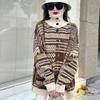2025 Autumn/Winter Women's Japanese Retro Ethnic Knit Cardigan - Mid-Length, Printed, Comfortable Lazy Style Knitwear
