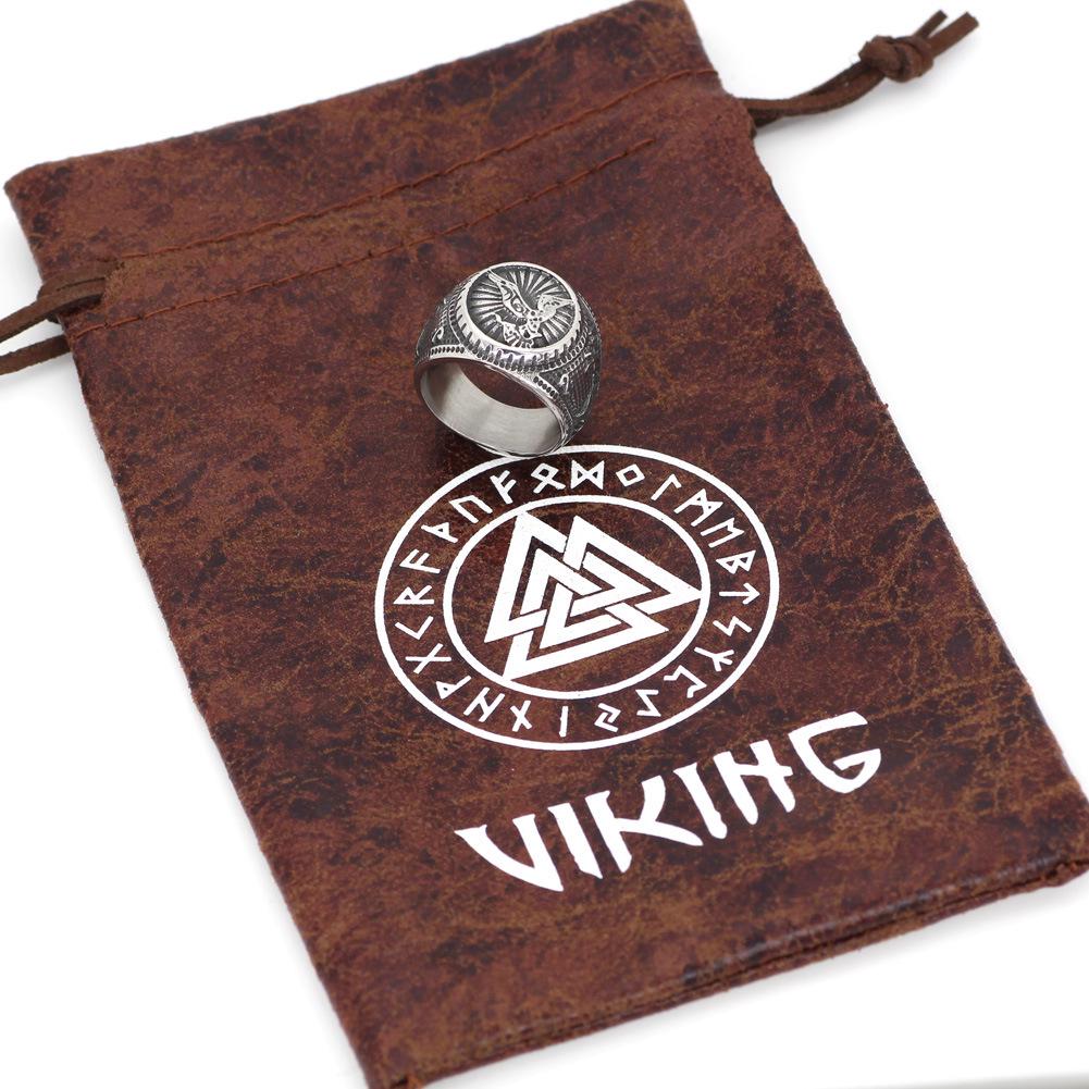 Men's Ring: Nordic Viking Raven and Eagle Design, Trendy Jewelry