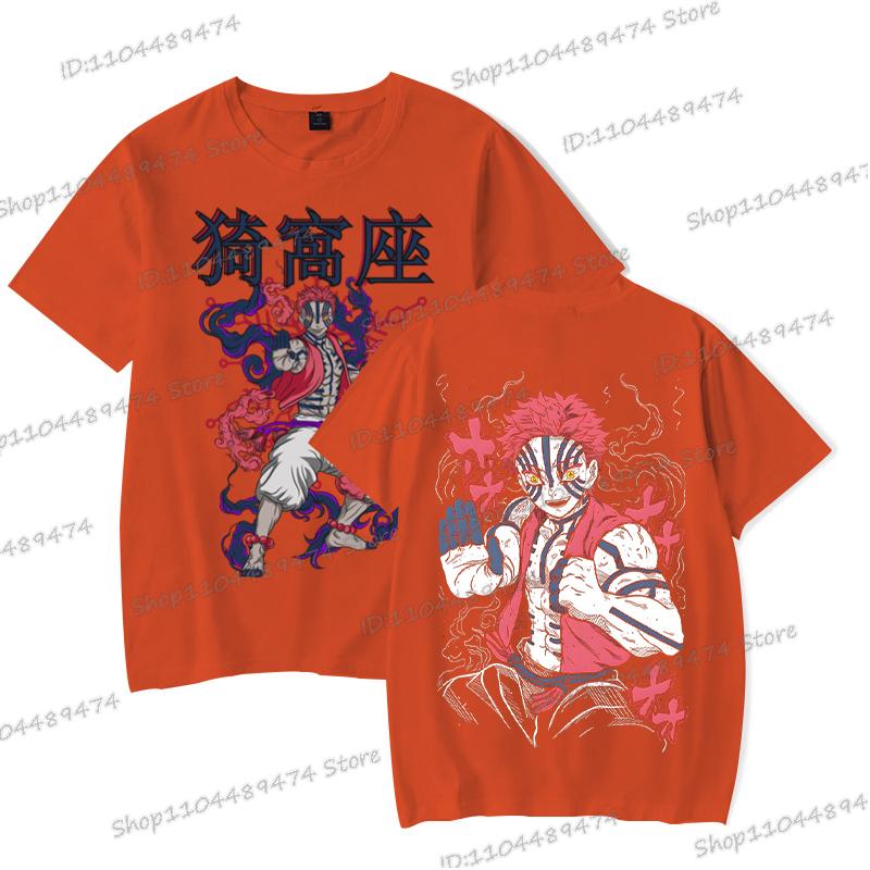 Akaza Anime Demon Slayer T Shirt Men Fashion Harajuku Short Sleeve T-shirt Vintage Kimetsu No Yaiba Comic Female Male Tops