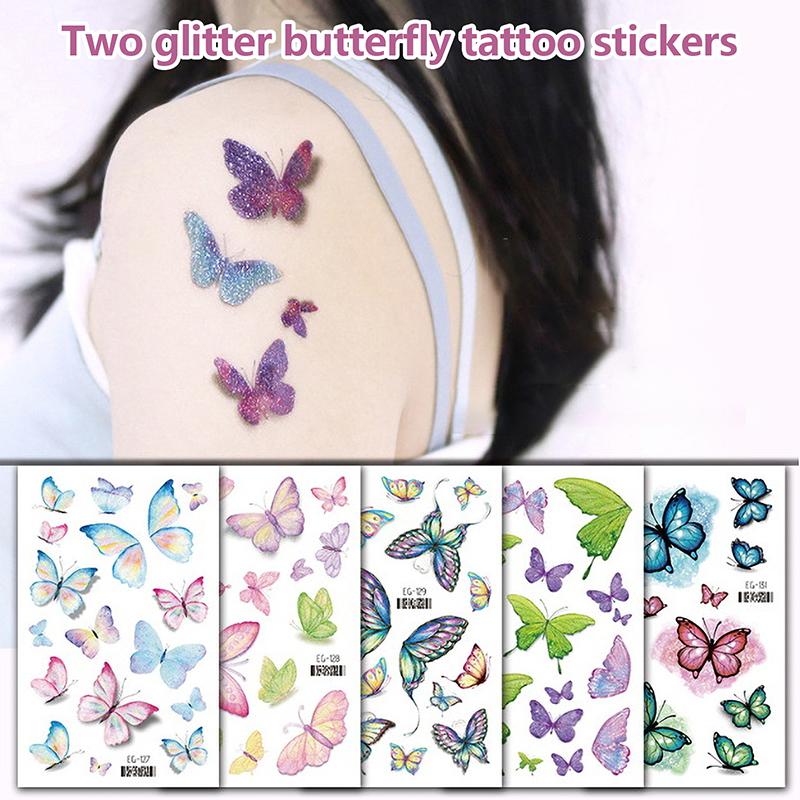 

Music Festival Makeup Temporary Tattoo Sticker Waterproof Women Eyes Face Hand Body Art Glitter Fairy Butterfly Fake Tattoo