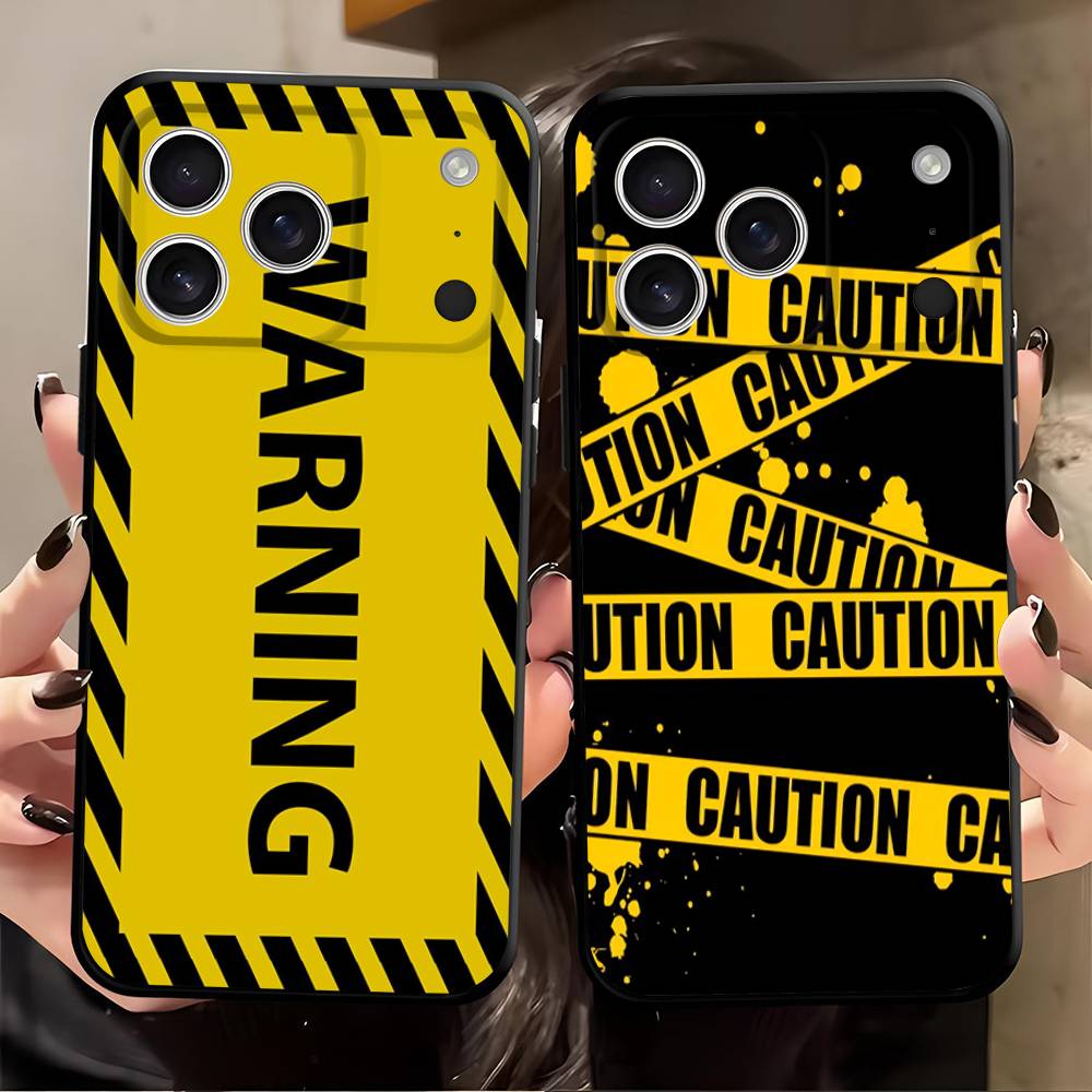 yellow warning For Iphone 17 Air 16 Pro Max 15 14 13 Full Cover Anti-Shock  MagSafe Cover