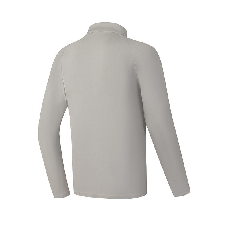 Fila Fleece Half-Zip Knit Long Sleeve T-Shirt Men Tops Gray A11M511207FDY