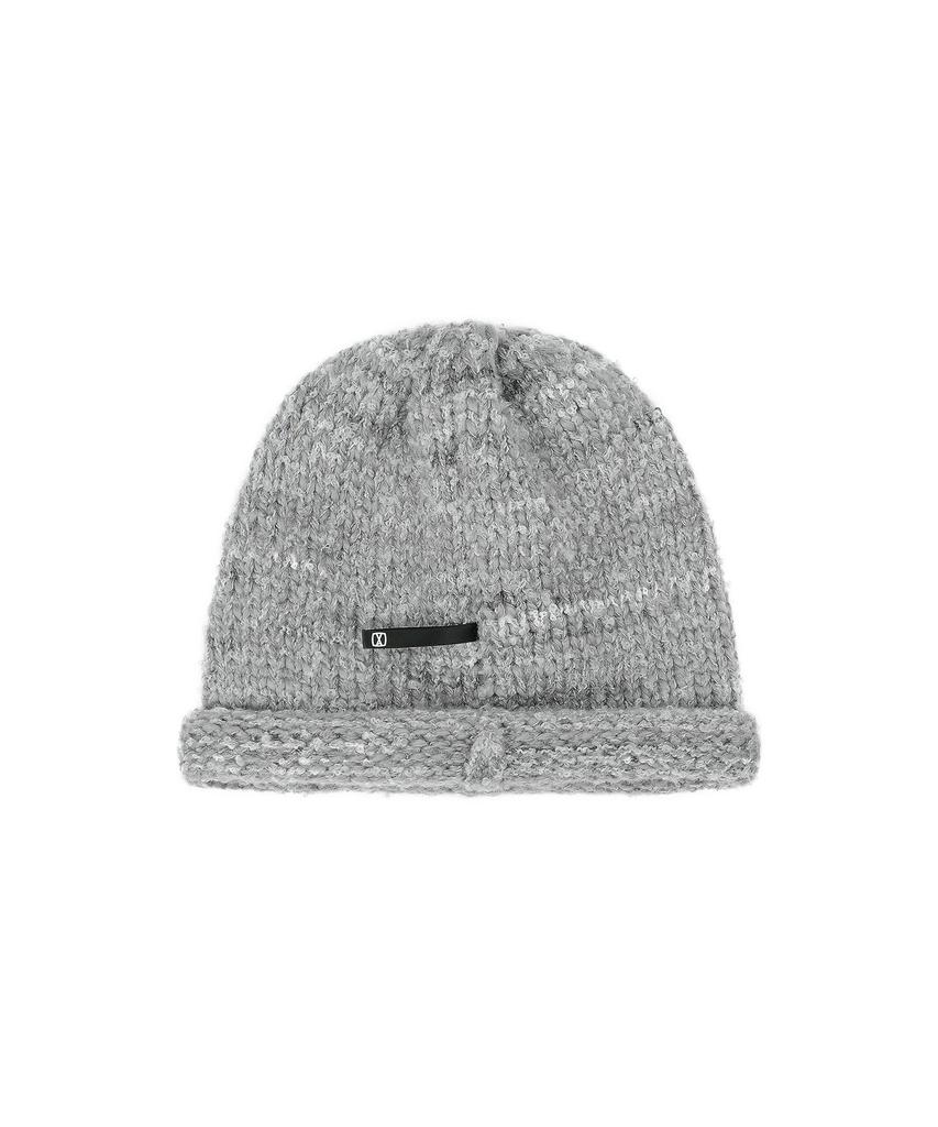 Bajal Va Square Long Label Roll-Up Beanie Gray