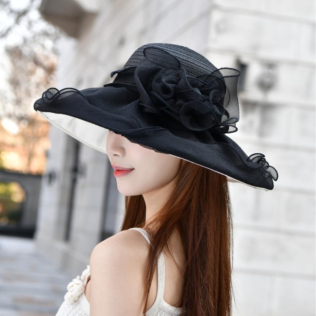 New spring and summer straw hat sun hat women's windproof sun hat sun protection UV protection versatile bucket hat