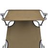 Folding Sun Lounger with Sunshade Steel Taupe
