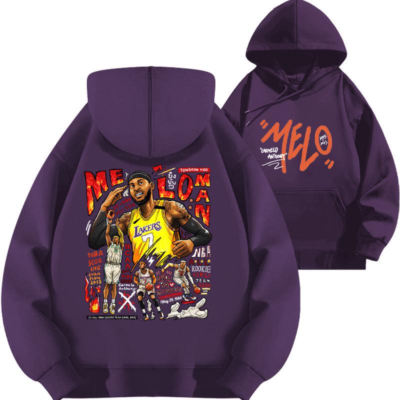 Anthony's 2025 Lakers Hoodie - Basketball Loose Fit, Autumn Plus Velvet, Thickened.