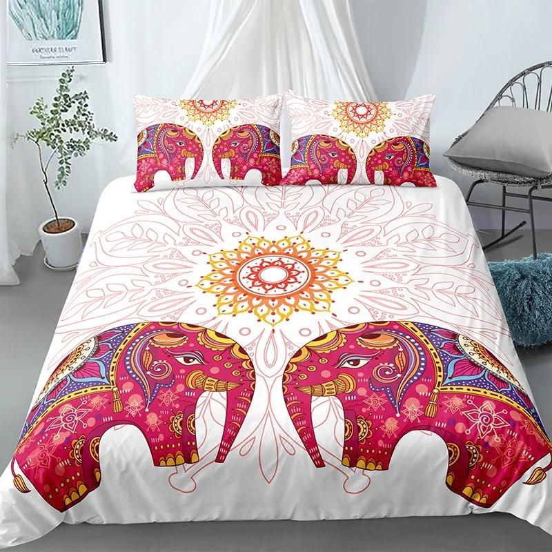 Elephant Duvet Cover King Queen Size Lovely Funny Small Elephant Bedding Set For Kids Teens Adults Wild Animal Soft Quilt Cover