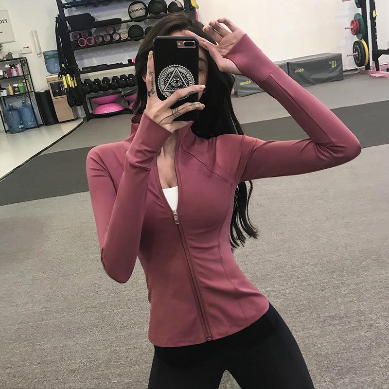 

Женская тонкая беговая куртка с высоким воротником, быстросохнущая - длинный рукав, защита от солнца, застежка-молния Medium персиковый/красный