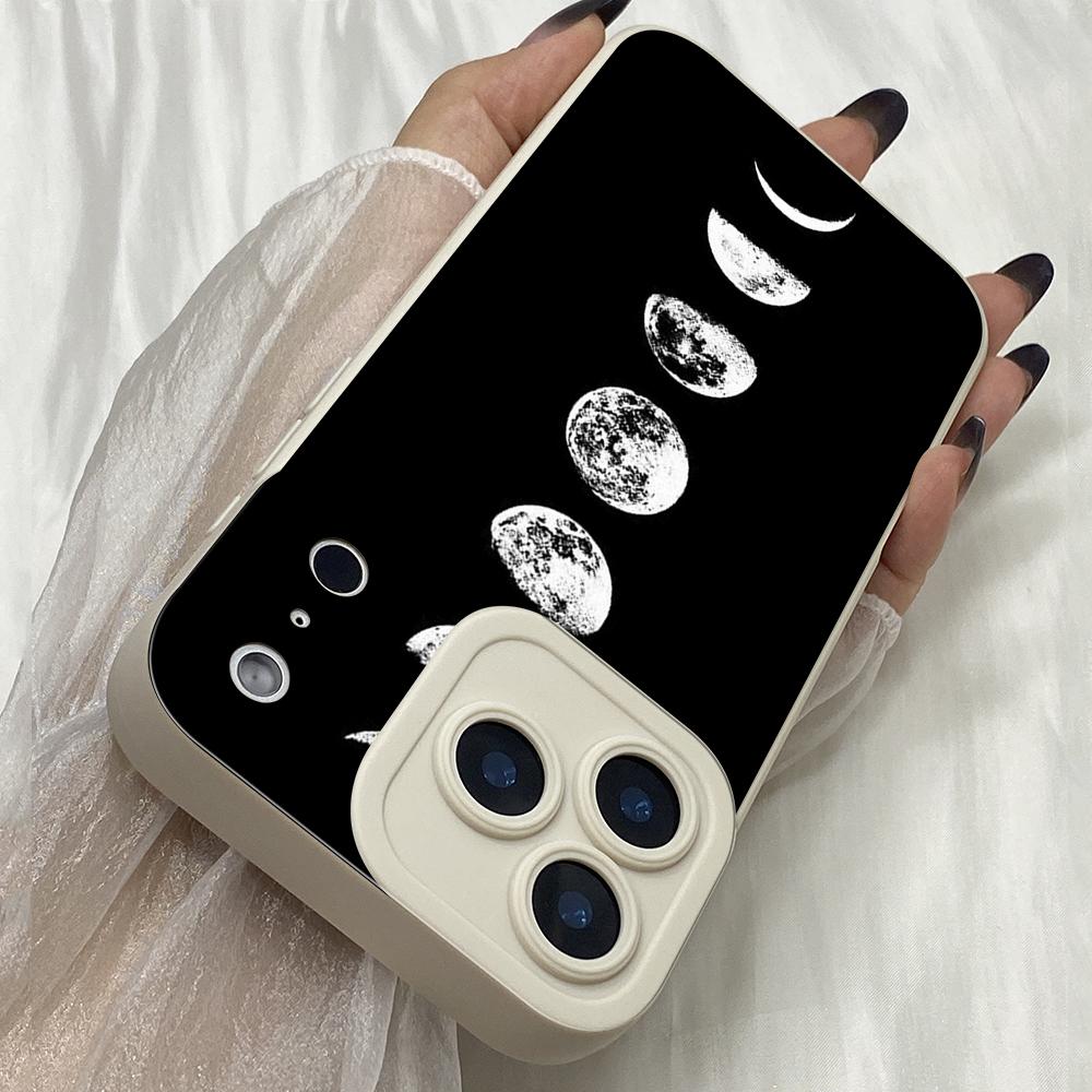 M281 Black White Moon Stars Angel Eyes Soft Phone Cases for iPhone Samsung Xiaomi Rdemi Huawei Honor Infinix Realme OPPO Vivo All Model TPU Case