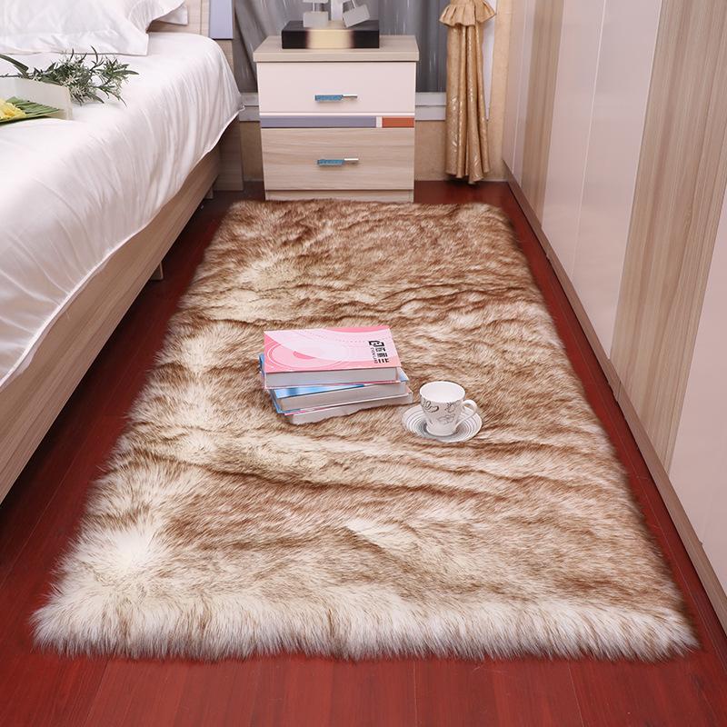 Plush Soft Sheepskin Bedroom Carpet Imitation Bedside Mat Living Room Rug Sofa Cushion White Rugs Living Room Fur Carpet 
