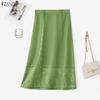ZANZEA Women Casual Elegant Print Loose Summer Long Skirts