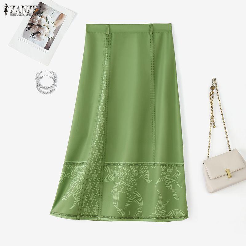ZANZEA Women Casual Elegant Print Loose Summer Long Skirts