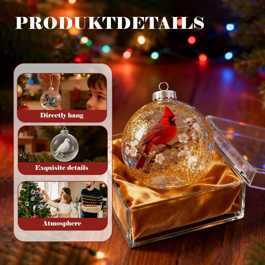 8cm Nature's Birds Crystal Glass Ornament Set Bird Glass Christmas Tree Ornaments Clear Christmas Balls Hanging Pendant For Home