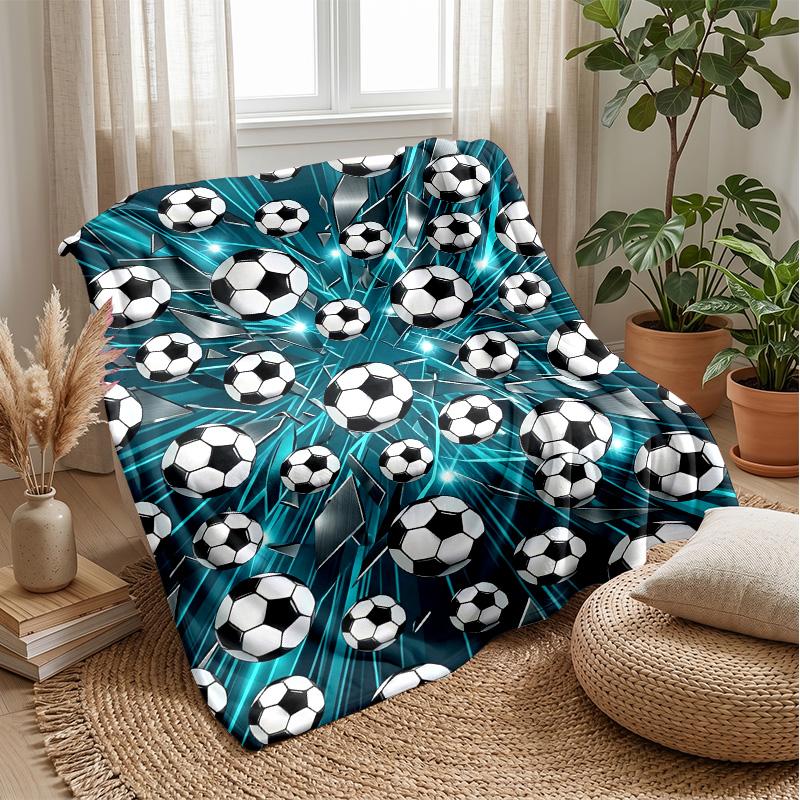 Soccer Ball Exploding In Flames Theme Blanket Lightweight Warm Flannel Blanket Decorative Throw Blanket for Home Decoration