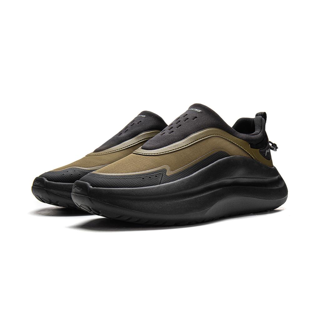 Li Ning Cloud Wave Lycra Casual Shoes Men's Low Top Black/Olive Umber AGLV187-3