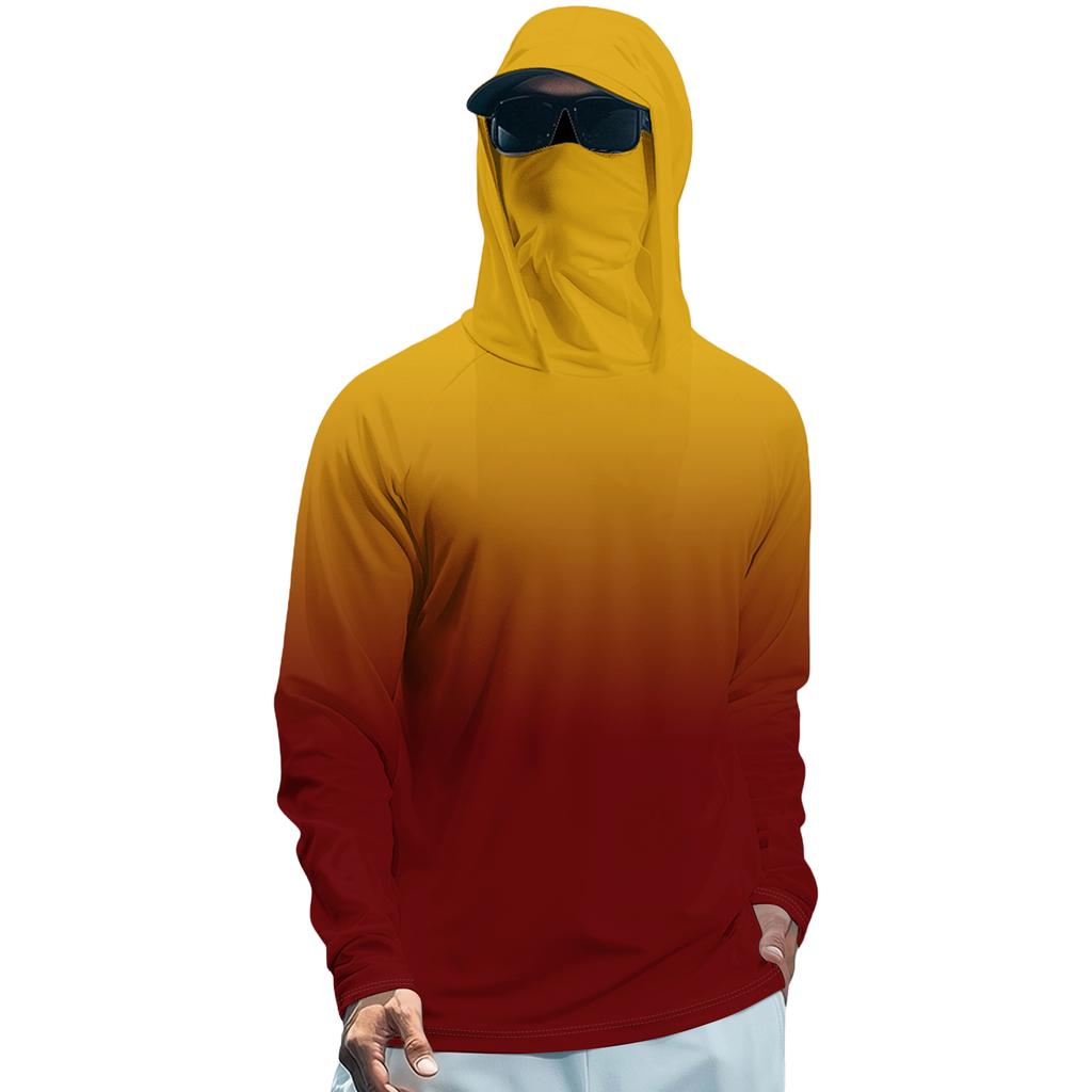 Tricou de vară cu mânecă lungă pentru bărbați Uscare rapidă Îmbrăcăminte de soare Pescuit Fitness Sport Hded Tricou cu mânecă lungă