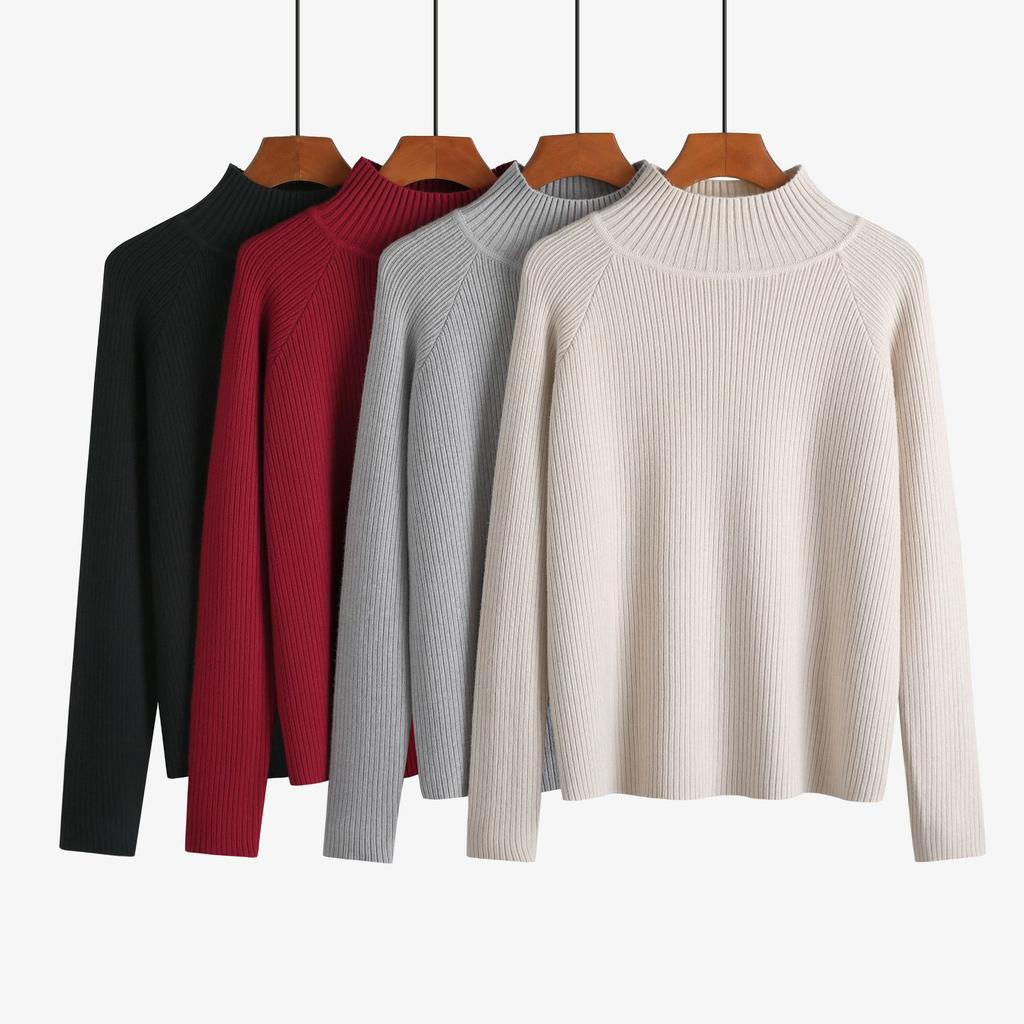 Foreign trade semi-turtleneck sweater autumn and winter loose knitted bottoming shirt women's sweater fattened plus size 100kg fat
