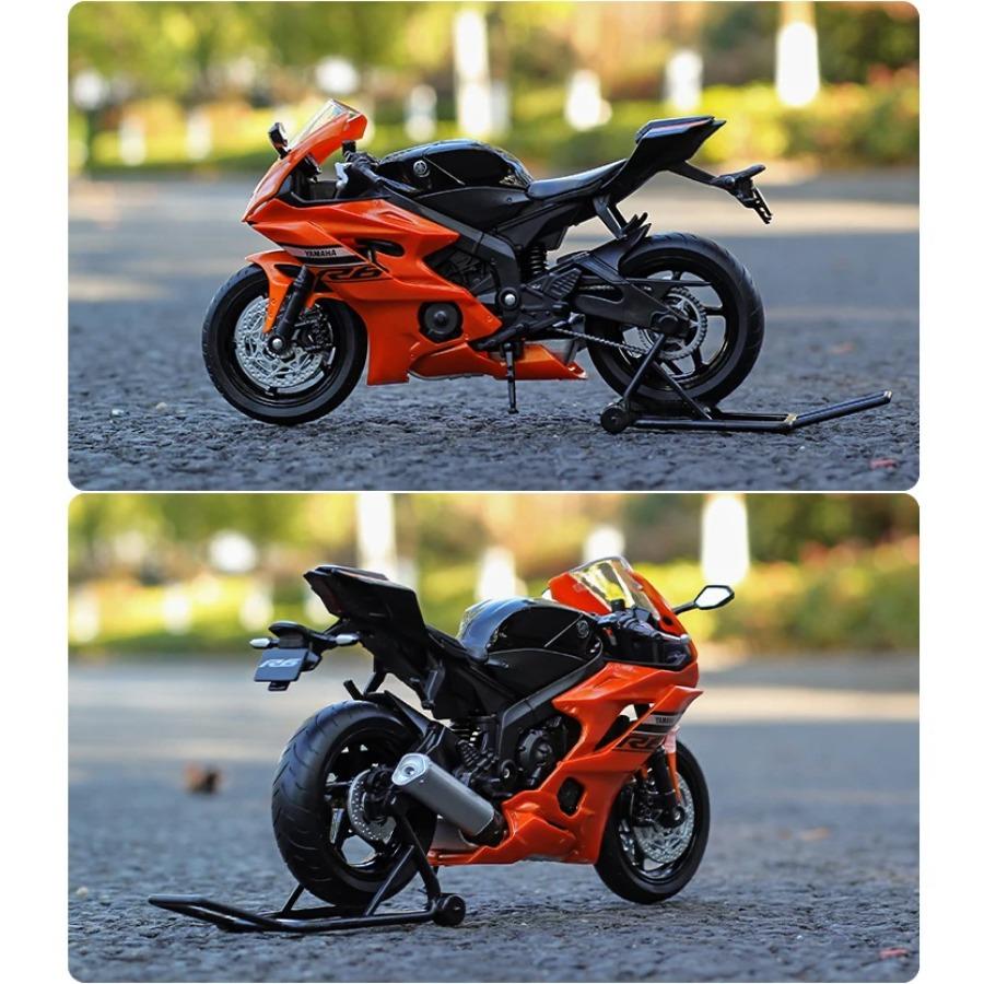 WELLY 1/12 Yamaha YZF-R6 Alloy Motorcycle Model Diecast Toy Cars Toys Racing Car Models for Childrens Vehicles Collection Gifts