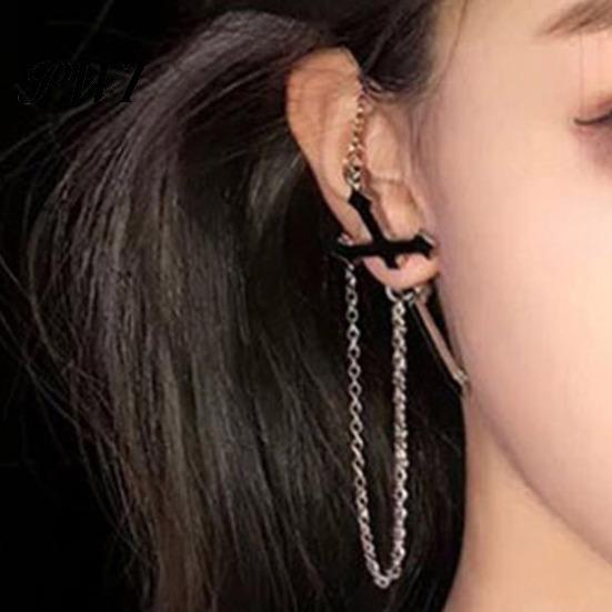 Women Earrings 1Pc Earring Chain Stylish Cross Design Non-allergic Drop Decorative Delicate Dangle for Daily Life Female